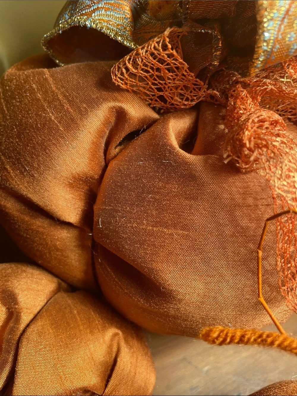 Handmade Rust Orange Fabric Pumpkin Holiday Décor - Home Accents
